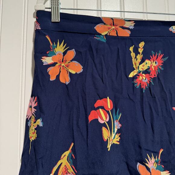 Madewell Navy Floral Midi Skirt Size 10 - Picture 3 of 6
